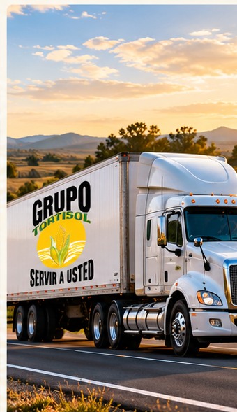 Camión de distribución con logotipo Grupo Tortisol